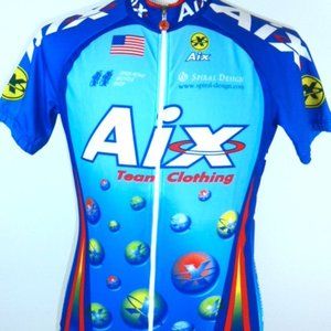 Aix blue red white American flag cycling jersey short sleeve team M